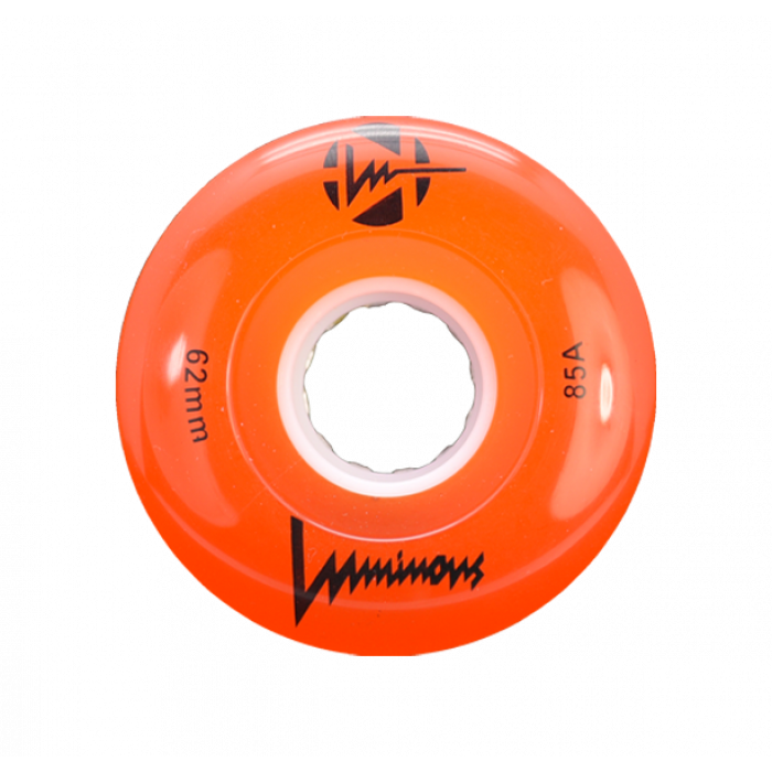 LUMINOUS LED ROLLER WHEELS ORANGE 62MM (4 UNITS)